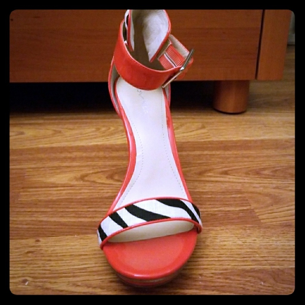 Calvin Klein zebra print heels